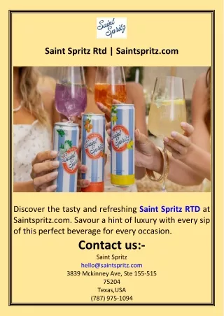 Saint Spritz Rtd  Saintspritz.com