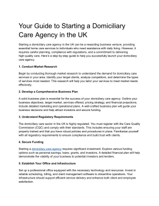Your Guide to Starting a Domiciliary Care Agency in the UK