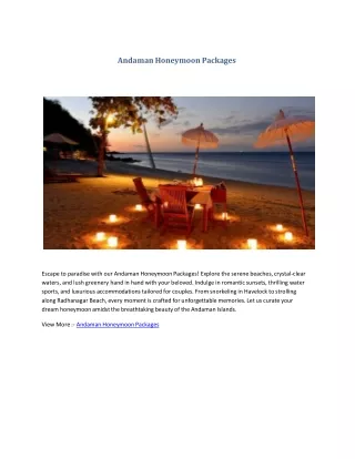 Andaman Honeymoon Tour Packages