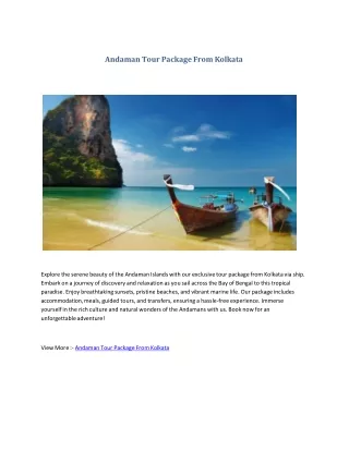 Andaman Tour From Kolkata