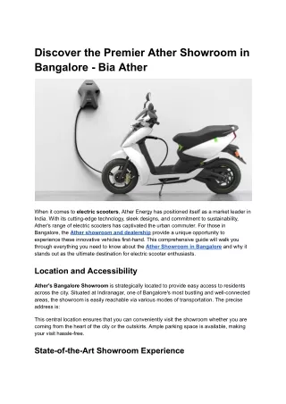 Discover the Premier Ather Showroom in Bangalore - Bia Ather (1)