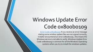 Windows Update Error Code 0x800b0109