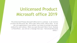 Unlicensed Product Microsoft office 2019