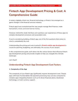 Fintech App Development Pricing & Cost: A Comprehensive Guide - ProtonBits