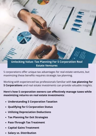 Unlocking Value: Tax Planning For S Corporation Real Estate Ventures