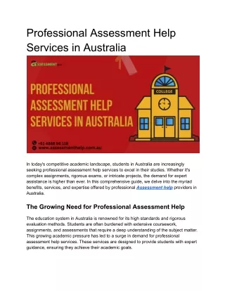 Professional Assessment Help Services in Australia