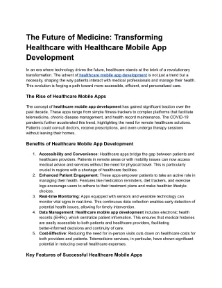 The Future of Medicine_ Transforming Healthcare with Healthcare Mobile App Development