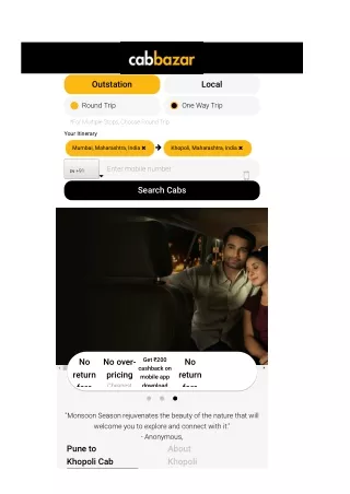 Pune to Khopoli Cab