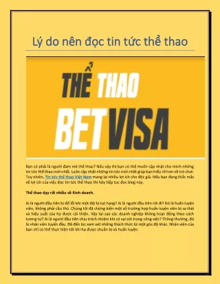 Lý do nên đọc tin tức thể thao