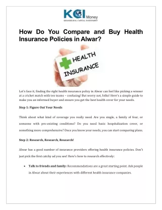 How Do You Compare and Buy Health Insurance Policies in Alwar