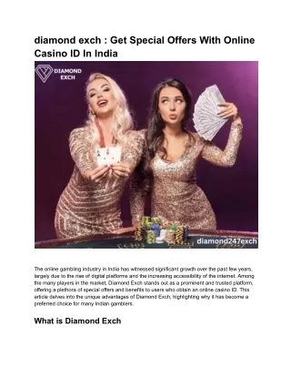 diamond exch _ Get Special Offers With Online Casino ID In India