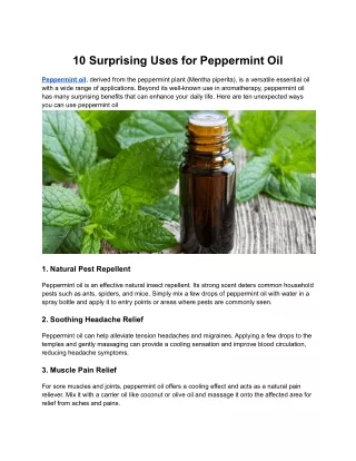 10 Surprising Uses for Peppermint Oil