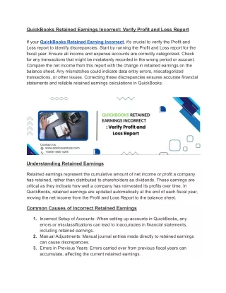 QuickBooks Retained Earnings Incorrect_ Verify Profit and Loss Report