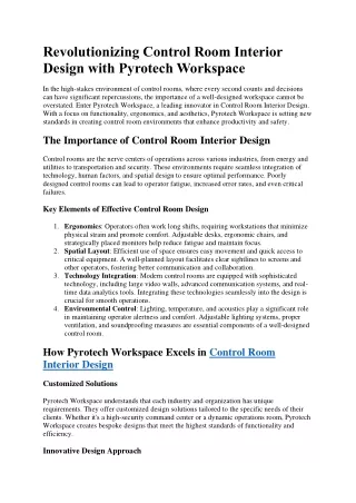 Revolutionizing Control Room Interior Design with Pyrotech Workspace