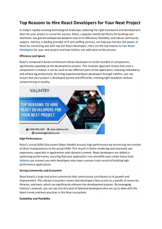 Top Reasons to Hire React Developers for Your Next Project