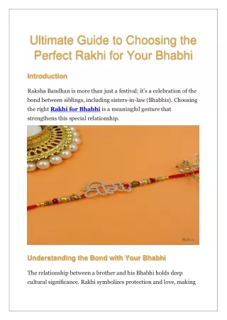 Choosing the Perfect Rakhi for Your Bhabhi