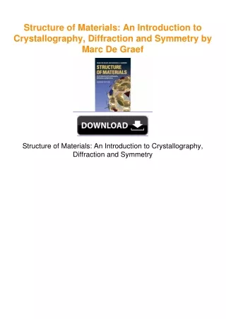 Structure of Materials: An Introduction to Crystallography, Diffraction