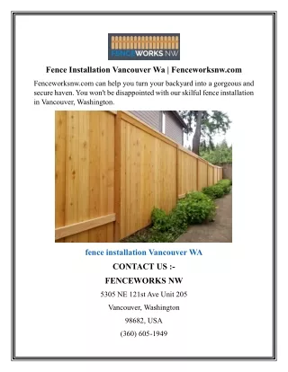 Fence Installation Vancouver Wa Fenceworksnw