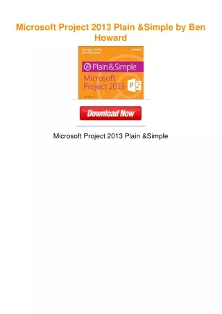 Microsoft Project 2013 Plain & Simple by Ben Howard