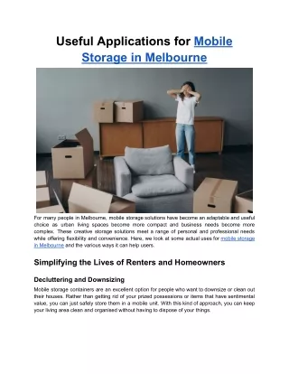 Useful Applications for Mobile Storage in Melbourne