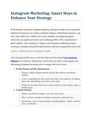 Instagram Marketing: Smart Ways to Enhance Your Strategy