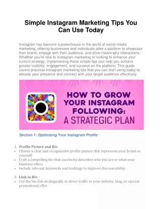 Simple Instagram Marketing Tips You Can Use Today