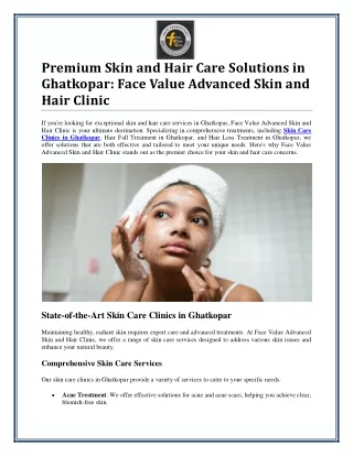 Comprehensive Skin and Hair Care Solutions in Ghatkopar