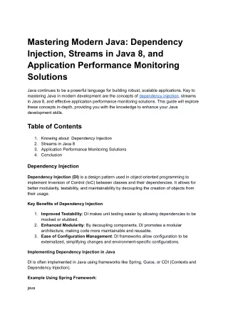 Mastering Modern Java_ Dependency Injection, Streams in Java 8, and Application Performance Monitoring Solutions