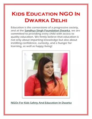 Kids Education NGO In Dwarka Delhi