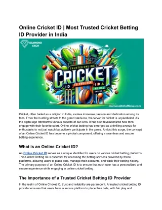 Online Cricket ID _ Most Trusted Cricket Betting ID Provider in India