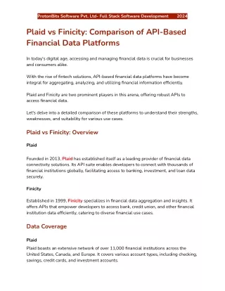 Plaid vs Finicity: Comparison of API-Based Financial Data Platforms - ProtonBits
