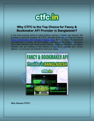 Why CTFC is the Best Fancy & Bookmaker API Provider in Bangladesh