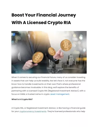 Boost Your Financial Journey With A Licensed Crypto RIA