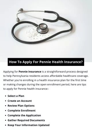 How To Apply For Pennie Health Insurance?