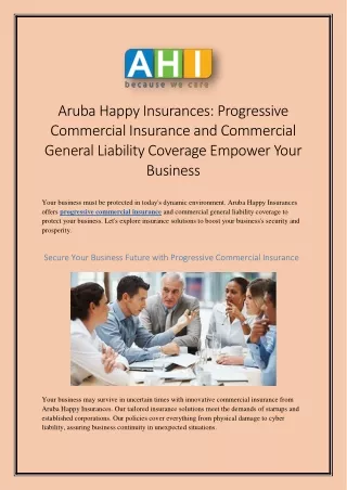 Aruba Happy Insurances Progressive Commercial Insurance and Commercial General Liability Coverage Empower Your Business
