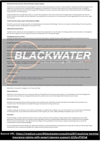 Expert Termite Insurance Claim Lawyer - Blackwater Consulting Services