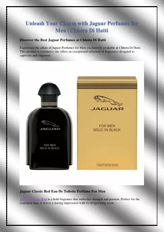 Unleash Your Charm with Jaguar Perfumes for Men | Chhotu Di Hatti