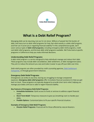 What is a Debt Relief Program?