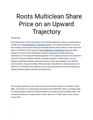 Find the Best Roots Multiclean Share Price Exclusively at Planify