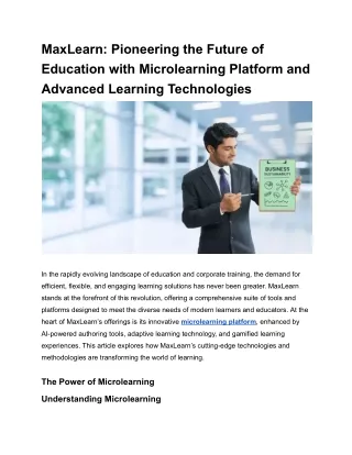 MaxLearn_ Pioneering the Future of Education with Microlearning Platform and Advanced Learning Technologies