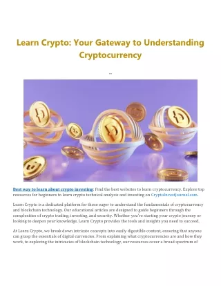 Best way to learn about crypto investing