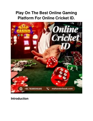 Play On The Best Online Gaming Platform For Online Cricket ID. (1)