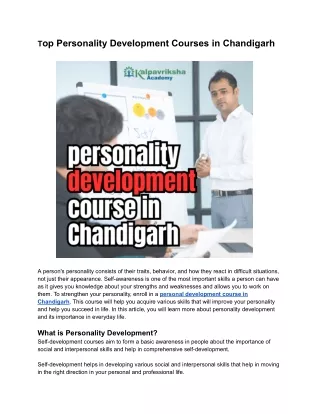 Top Personality Development Courses in Chandigarh