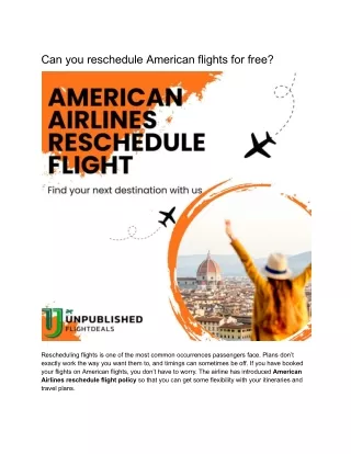 Can you reschedule American flights for free