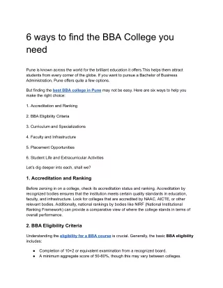 6 ways to find you the BBA College you need