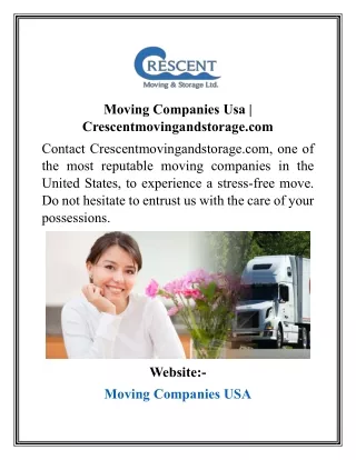 Moving Companies Usa  Crescentmovingandstorage