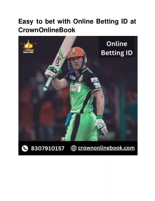 Easy to bet with Online Betting ID at CrownOnlineBook