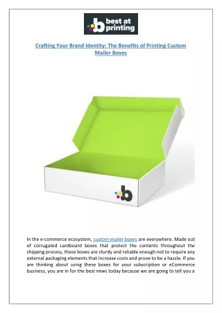 Custom Mailer Boxes | Branding & Protection in One | Best at Printing