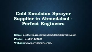 Cold Emulsion Sprayer Supplier in Ahmedabad - Perfect Engineers
