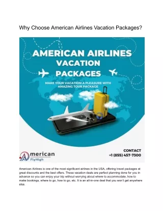 Why Choose American Airlines Vacation Packages